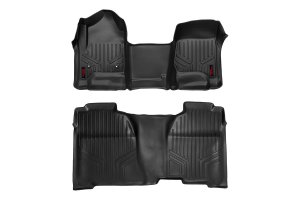 GMC Sierra 2500 HD Floor Mats - Front + Rear - Rough Country - Heavy Duty Floor Mats and Rear Cargo Liners - '15-'19